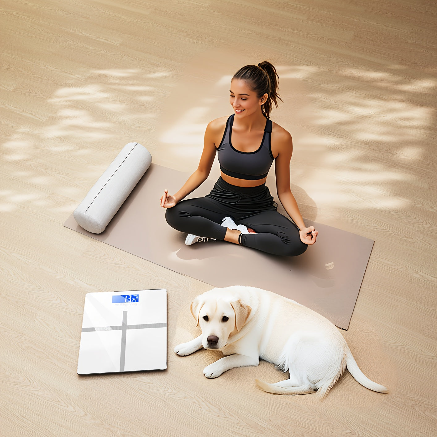 Large Capacity Digital Bathroom Scale with Tempered Glass Platform