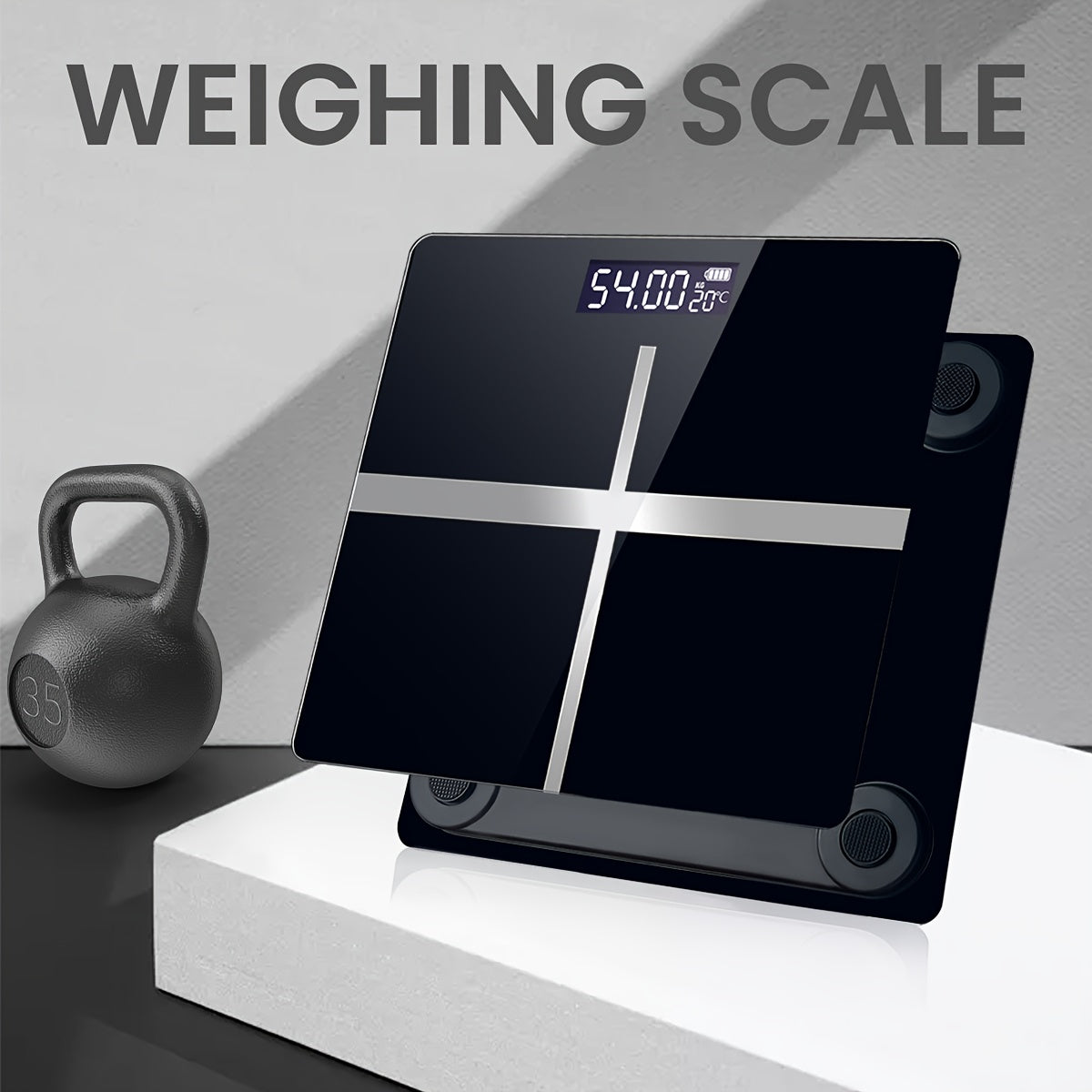 Large Capacity Digital Bathroom Scale with Tempered Glass Platform