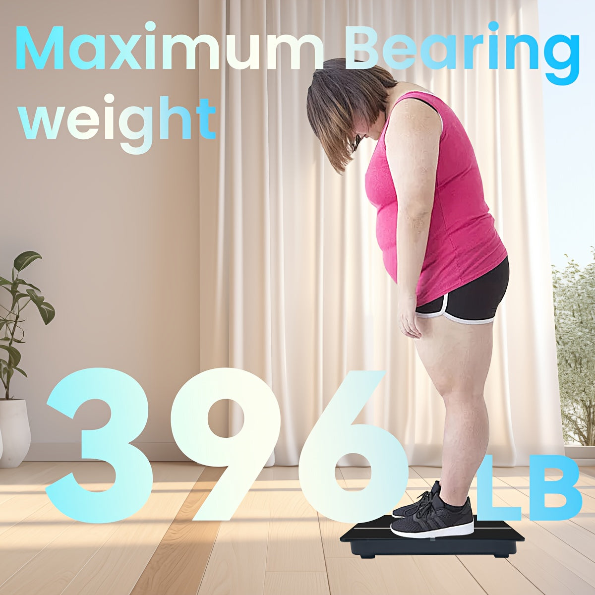 Large Capacity Digital Bathroom Scale with Tempered Glass Platform