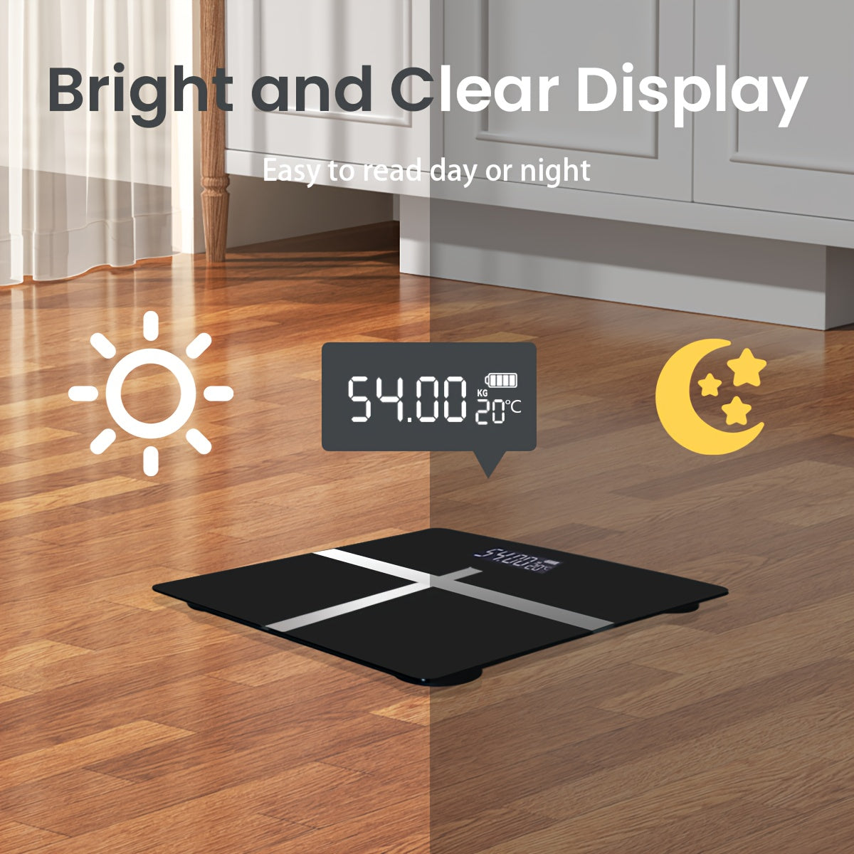 Large Capacity Digital Bathroom Scale with Tempered Glass Platform