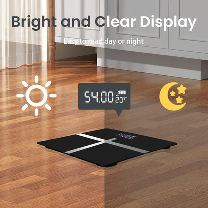 Large Capacity Digital Bathroom Scale with Tempered Glass Platform