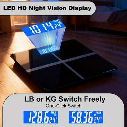 Large Capacity Digital Bathroom Scale with Tempered Glass Platform