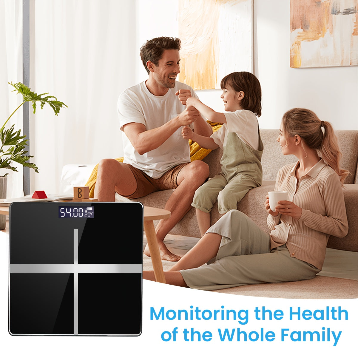 Large Capacity Digital Bathroom Scale with Tempered Glass Platform