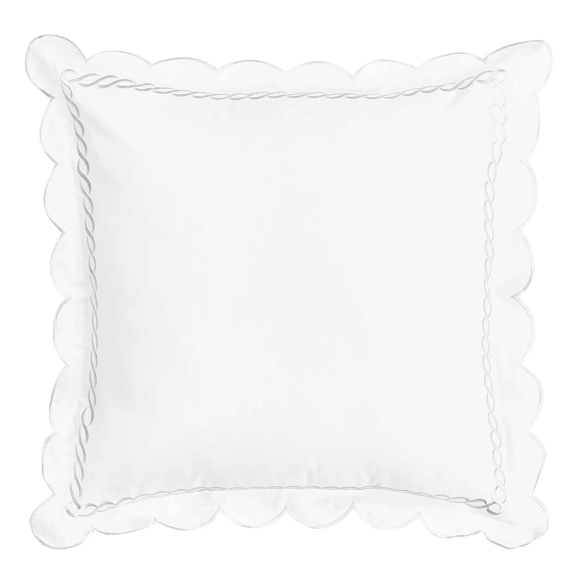 600 Thread Count Scallop Rope Embroidered Cotton Euro Sham Pair Mélange Home