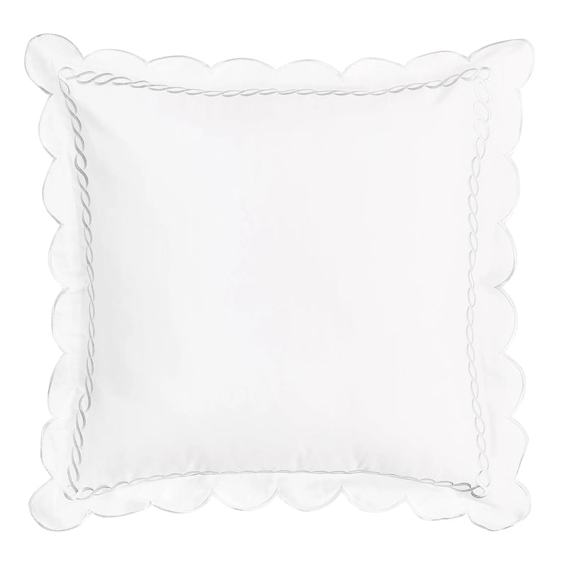 600 Thread Count Scallop Rope Embroidered Cotton Euro Sham Pair Mélange Home