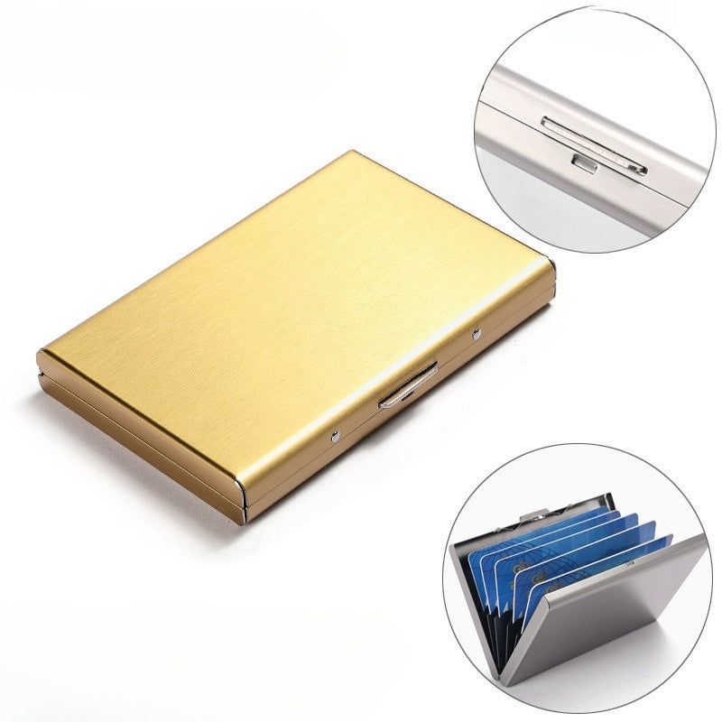Golden Slim RFID Blocking men's Wallet Sturdy Stainless Steel Credit Card Holder Secure Front Pocket Design for Men Women