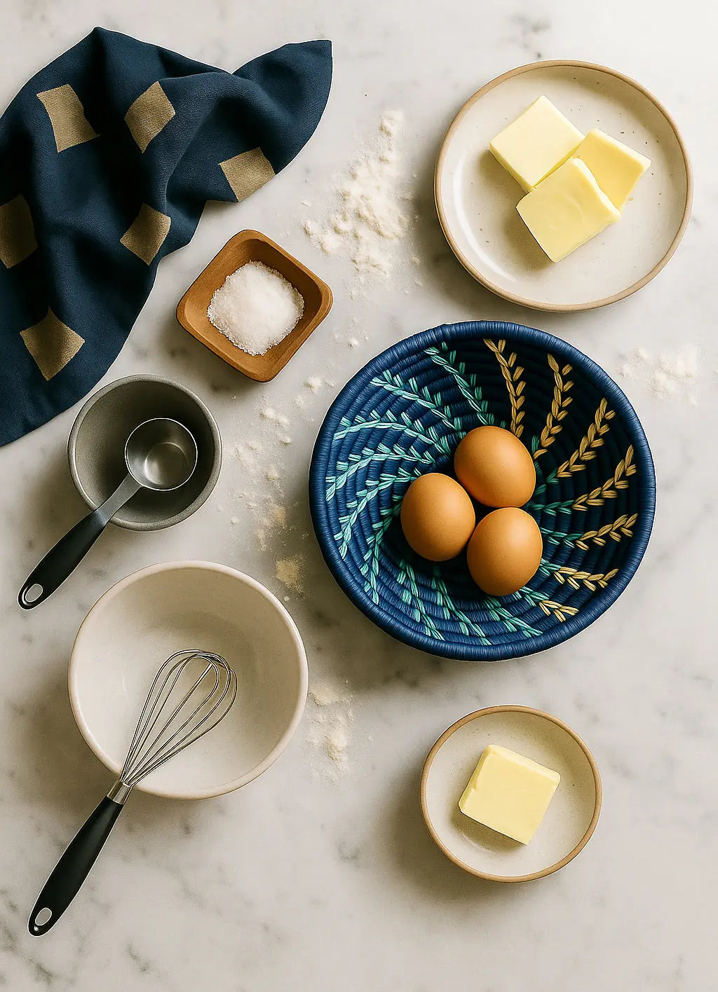 Large Blue White Woven African Basket Reflektion Design