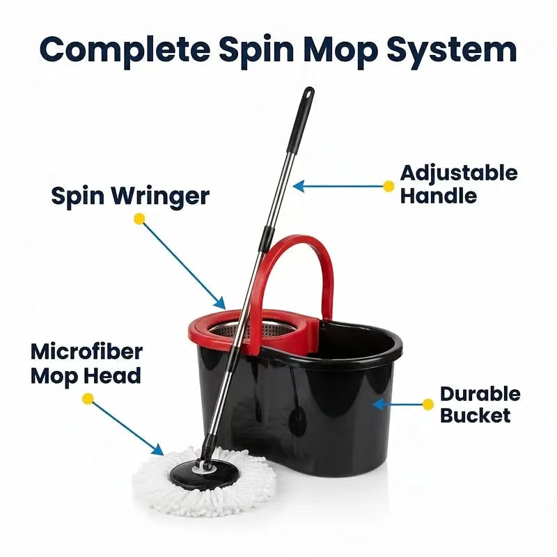 360° Spin Mop And Bucket Set with Wringer