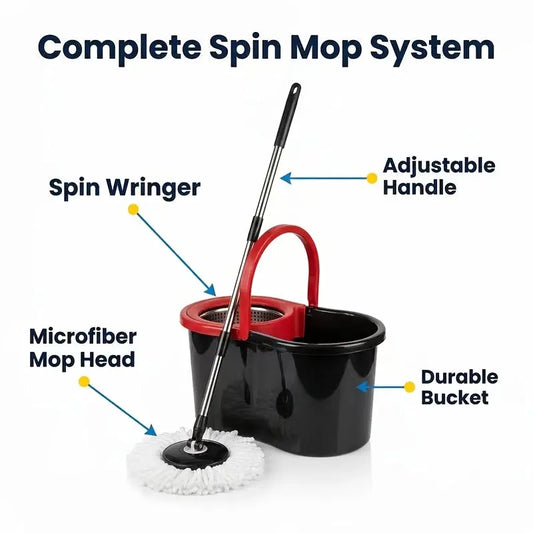 360° Spin Mop And Bucket Set with Wringer