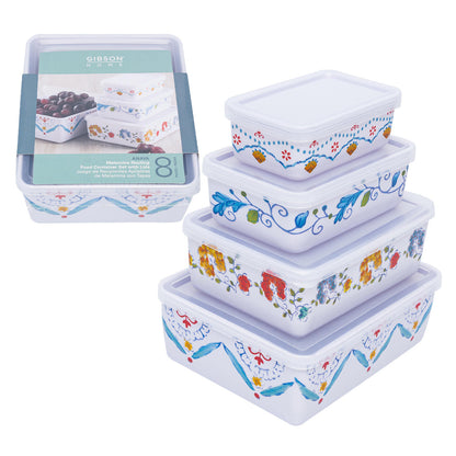 Gibson Home Anaya 8-Piece Rectangular Melamine Food Container Set