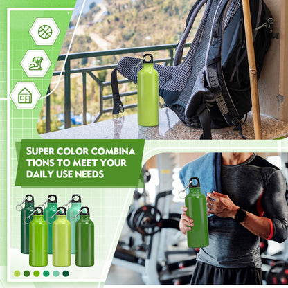 Lightweight Aluminum Water Bottle Bulk 17oz Leak Proof  - Comes in Random Green Tones