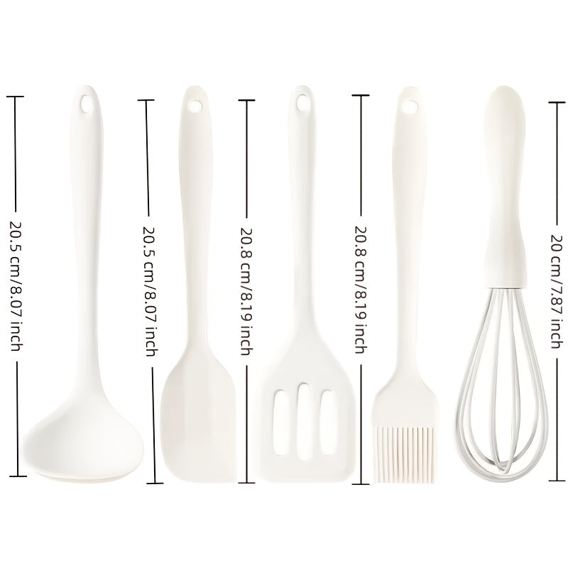 Mini Silicone Kitchen Utensil 5pcs Set White