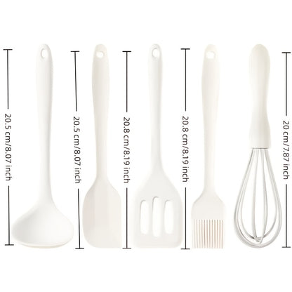 Mini Silicone Kitchen Utensil 5pcs Set White