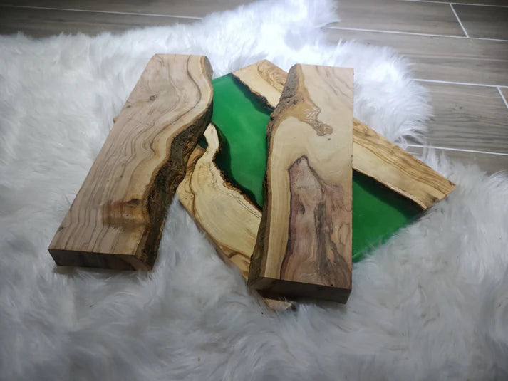 Live Edge Olive Wood Slab Set – Ready for DIY, Epoxy, or Charcuterie Boards