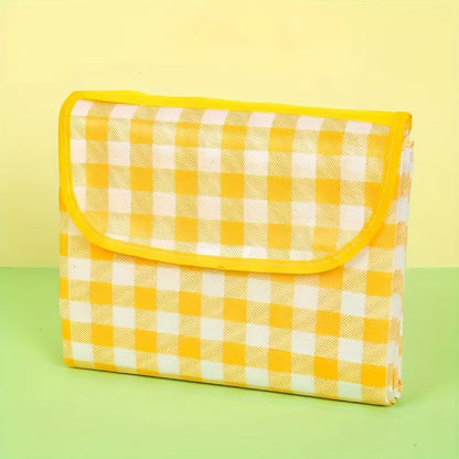 Yellow Checkered Large Outdoor Picnic Grass Blanket