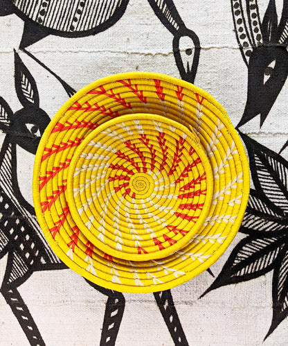 Large Yellow Woven African Basket Reflektion Design