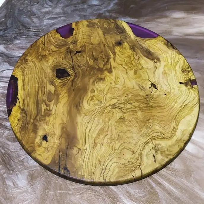 20" Round Olive Slab For Epoxy Project - Our3Designs