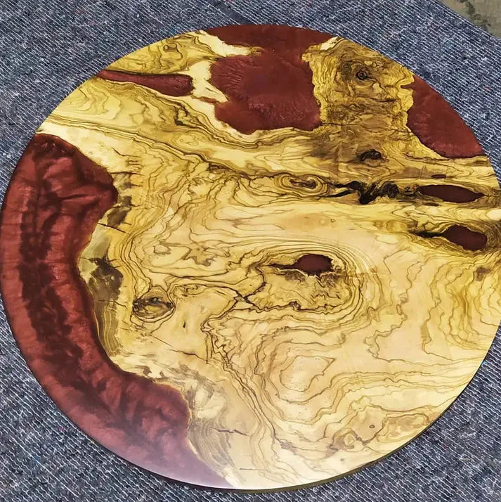 20" Round Olive Slab For Epoxy Project - Our3Designs