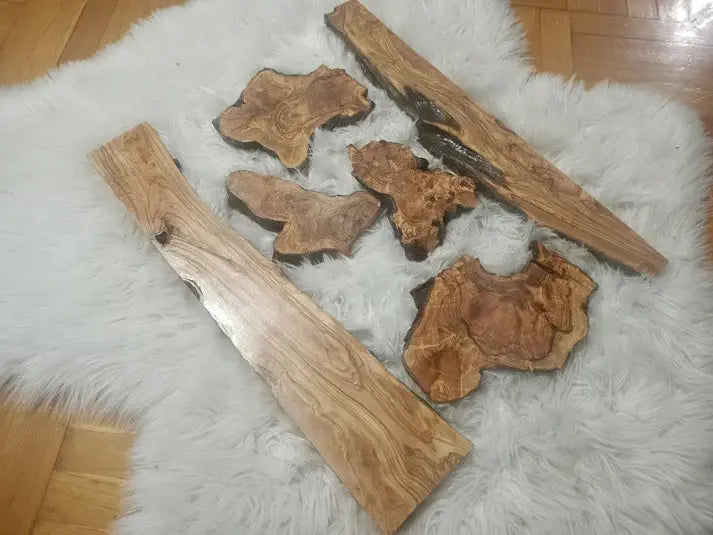 Olive Wood River Table Set 6 pieces 24" - Our3Designs