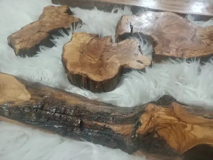 Olive Wood River Table Set 6 pieces 24" - Our3Designs
