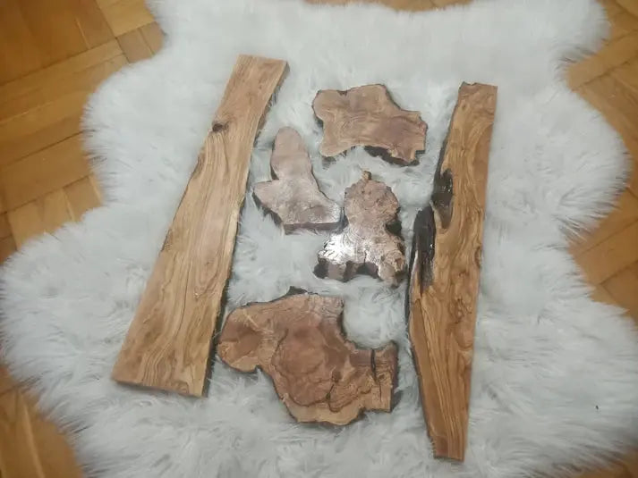 Olive Wood River Table Set 6 pieces 24" - Our3Designs