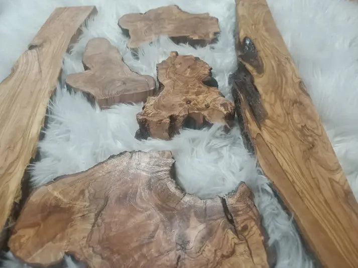 Olive Wood River Table Set 6 pieces 24" - Our3Designs